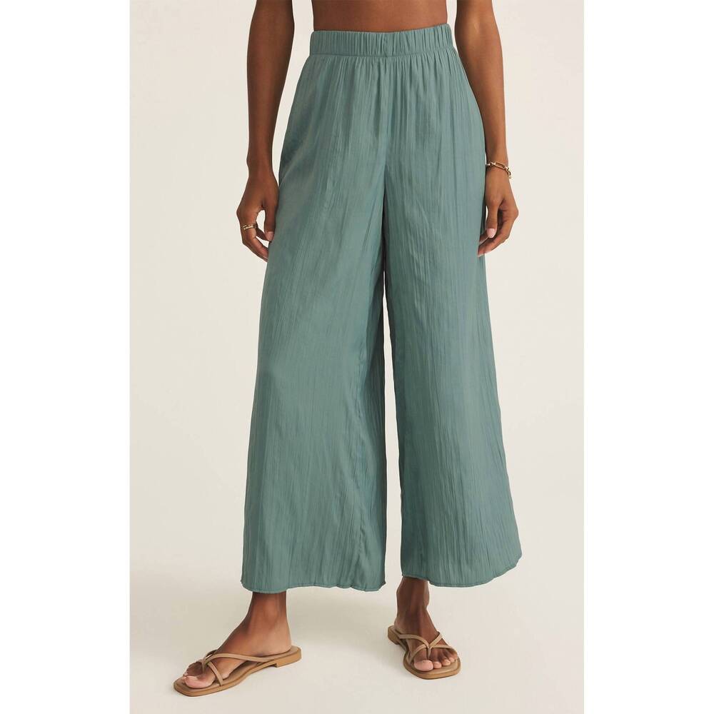 NEW Z SUPPLY sunset crinkle satin pant in sea pine